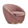 Yves Blush Velvet Swivel Accent Chair with Gold Base 1