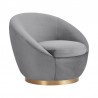 Yves Gray Velvet Swivel Accent Chair with Gold Base 3