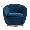 Yves Navy Velvet Swivel Accent Chair with Gold Base 4