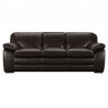 Armen Living Zanna Contemporary Sofa in Genuine Dark Brown Leather with Brown Wood Legs  Front
