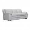 Armen Living Zanna Contemporary Sofa in Genuine Dove Gray Leather with Brown Wood Legs Side