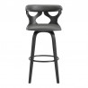 Armen Living Zenia 26" Swivel Counter Stool in Gray Faux Leather and Black Wood Front