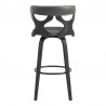 Armen Living Zenia 26" Swivel Counter Stool in Gray Faux Leather and Black Wood Back