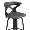 Armen Living Zenia 26" Swivel Counter Stool in Gray Faux Leather and Black Wood Front Angle