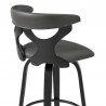 Armen Living Zenia 26" Swivel Counter Stool in Gray Faux Leather and Black Wood Half