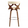 Armen Living Zenia 26" Swivel Counter Stool in Cream Faux Leather and Walnut Wood Back