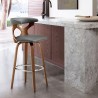 Armen Living Zenia 26" Swivel Counter Stool in Gray Faux Leather and Walnut Wood