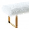 Armen Living Zinna Contemporary Bench In White Fur And Gold Stainless Steel Finish 03