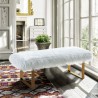 Armen Living Zinna Contemporary Bench In White Fur And Gold Stainless Steel Finish