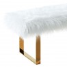 Zinna Contemporary Bench in White Fur and Gold Stainless Steel Finish - Leg Close-Up