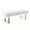 Armen Living Zinna Contemporary Bench In White Fur And Gold Stainless Steel Finish 01