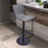 Zuma Adjustable Swivel Metal Barstool in Vintage Gray Faux Leather and Black Metal Finish 03