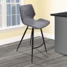 Armen Living Zurich Counter Height Metal Barstool In Vintage Gray Faux Leather And Black Metal Finish