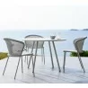 Cane-Line Lean Chair, Stackable, white grey with table - Cane-Line Lean Chair, Stackable, white grey with table