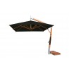 Levante 3.4m (11) Square Side Wind Bamboo Cantilever Umbrella-Black