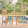 Vifah Kapalua Honey Nautical 3-piece Eucalyptus Wooden Outdoor Bar Set, Front Angle