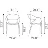 Limay Dining Chair Beige & Walnut- dimension - Limay Dining Chair Beige & Walnut- dimension
