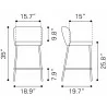 Linz Counter Stool in Cream- dimension - Linz Counter Stool in Cream- dimension