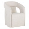 Sunpan Kendrick Wheeled Dining Armchair in Moto Stucco - Front Side Angle