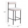 Livorno Counter Stool in Ivory- seat dimension
