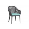 Milano Dining Chair in Dupione Celeste w/ Self Welt - Front Side Angle