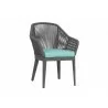 Milano Dining Chair in Dupione Celeste w/ Self Welt - Front Side Angle - Milano Dining Chair in Dupione Celeste w/ Self Welt - Front Side Angle