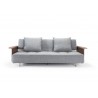 Long Horn Deluxe Sofa With Arms In Stainless Steel Legs And White Wheels - Front