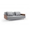 Long Horn Deluxe Sofa With Arms In Stainless Steel Legs And White Wheels - Angled and Folded