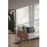 Long Horn Deluxe Sofa With Arms In Stainless Steel Legs And White Wheels - Lifestyle