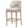 Essentials For Living Loom Outdoor Barstool in Taupe White Gray Teak - Front Side Angle