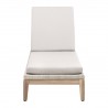 Essentials For Living Loom Outdoor Chaise Lounge - Taupe & White Flat Rope, Performance Pumice, Gray Teak - Reclined in Side Angle