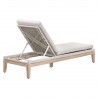 Essentials For Living Loom Outdoor Chaise Lounge - Taupe & White Flat Rope, Performance Pumice, Gray Teak - Reclined in Back Side Angle
