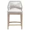 Loom Outdoor Counter Stool - Taupe White Gray Teak - Front - Loom Outdoor Counter Stool - Taupe White Gray Teak - Front