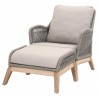 Essentials For Living Loom Outdoor Club Chair with Footstool in Platinum Rope - Angled View