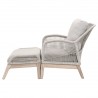 Essentials For Living Loom Outdoor Club Chair with Footstool in Taupe & White Flat Rope -  Side View