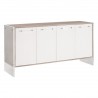 Essentials For Living Lorin Shagreen Media Sideboard - Pearl Shagreen, Natural Gray Acacia, Lucite, Brushed Silver - Front Side Angle