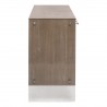 Essentials For Living Lorin Shagreen Media Sideboard - Pearl Shagreen, Natural Gray Acacia, Lucite, Brushed Silver - Side Angle