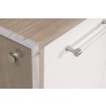Essentials For Living Lorin Shagreen Media Sideboard - Pearl Shagreen, Natural Gray Acacia, Lucite, Brushed Silver - Closeup Angle