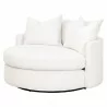 Essentials For Living Lourne Grand Swivel Sofa Chair - Performance Boucle Snow  - Front Side Angle - Essentials For Living Lourne Grand Swivel Sofa Chair - Performance Boucle Snow  - Front Side Angle