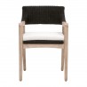 Essentials For Living Lucia Arm Chair - Black Rattan, Performance White Speckle, Natural Gray Mahogany - Front Angle