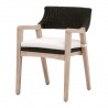 Essentials For Living Lucia Arm Chair - Black Rattan, Performance White Speckle, Natural Gray Mahogany - Front Side Angle
