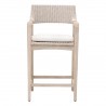 Essentials For Living Lucia Outdoor Counter Stool - Pure White Synthetic Wicker, Performance White Speckle, Gray Teak - Front Angle