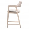 Essentials For Living Lucia Outdoor Counter Stool - Pure White Synthetic Wicker, Performance White Speckle, Gray Teak - Side Angle