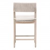 Essentials For Living Lucia Outdoor Counter Stool - Pure White Synthetic Wicker, Performance White Speckle, Gray Teak - Back Angle