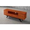 Furnitech Signature Collection Mid-Century Modern TV Console In Wood - Front Side Top Angle