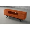 Furnitech Signature Collection Mid-Century Modern TV Console In Wood - Front Side Top Angle - Furnitech Signature Collection Mid-Century Modern TV Console In Wood - Front Side Top Angle