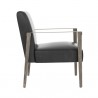 Sunpan Earl Lounge Chair in Ash Grey - Brentwood Charcoal Leather - Side Angle