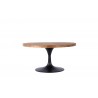 Crawford and Burke Gideon 36" Round Reclaimed Wood and Metal Pedestal Coffee Table, Front Angle