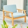 Vifah Kapalua Honey Nautical Eucalyptus Wooden Outdoor Sofa Set, Seat Side Angle - Vifah Kapalua Honey Nautical Eucalyptus Wooden Outdoor Sofa Set, Seat Side Angle