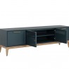 Sunpan Rivero Media Console and Cabinet - Teal - Front Side Opened Angle